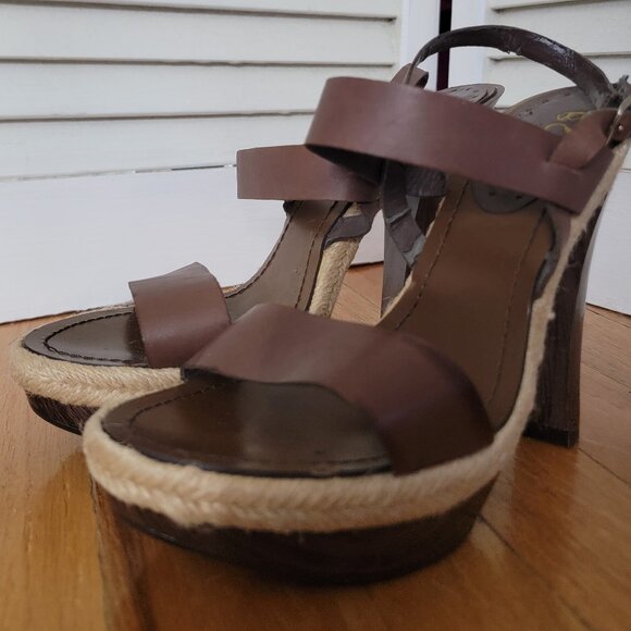 BCBG Leather Platform Sandals Size 7.5 - Picture 1 of 6